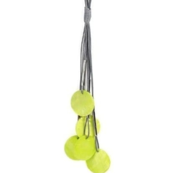 Paparazzi Gray Necklace Yellow Bead Tidal Tassels Green Shell Acrylic Circle - Picture 4 of 6